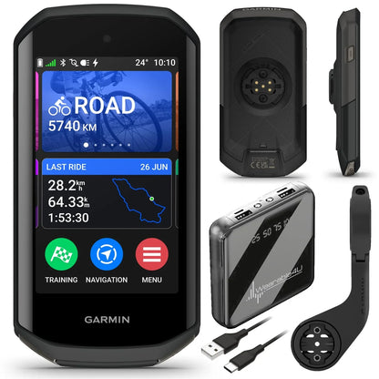 Garmin Edge 1050 Premium Cycling Computer, Vivid Color Touchscreen Display, Built-in Speaker, Advanced Training with Power Bank Bundle